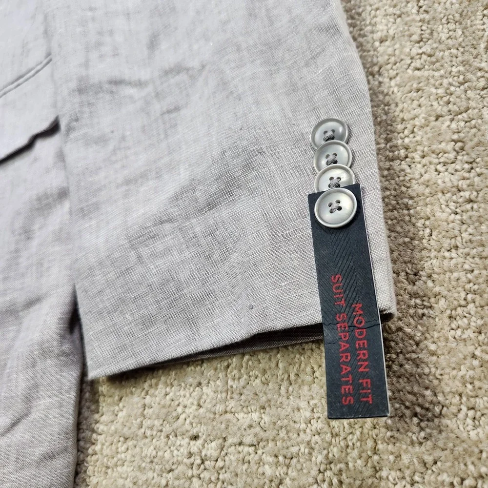 Tommy Hilfiger Blazer Men 46 Long 100% Linen Gray Unstructured NEW Lightweight